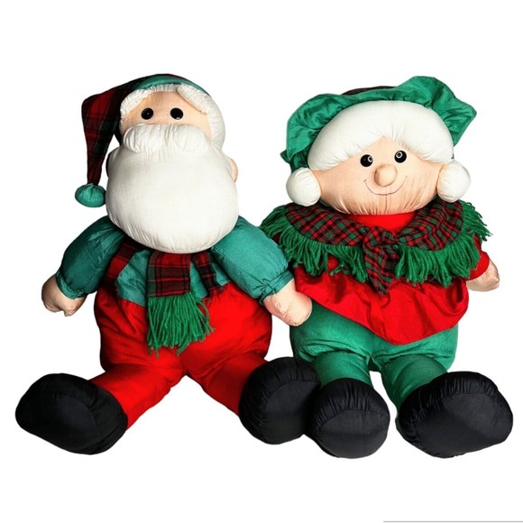 Santa And Mrs Claus Puffy Parachute Plush Stuffed Animal Large 24" - Picture 1 of 12